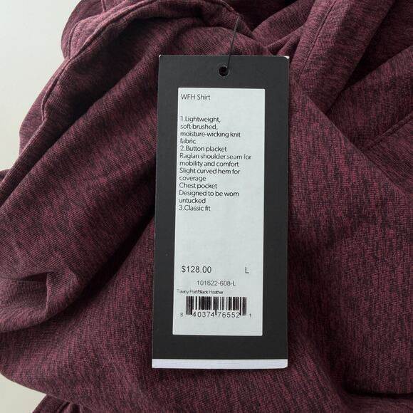 Rhone Shirt Mens Large Tawny Port Black Heather WFH Button Up Moisture Wicking - Picture 11 of 11